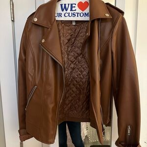 Brown Faux Leather Jacket